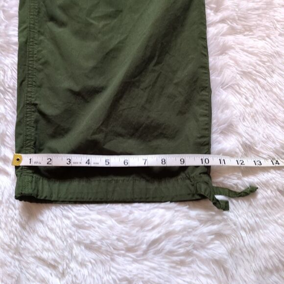 Aerie Avenue Baggy Cargo Pants Womens L Green Flame 100% Cotton Wide Leg Boho - Picture 8 of 12